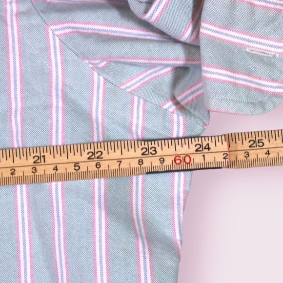 Polo Ralph Lauren Thick Button Up Down Front White Shirt Teal Strip Size 16 - 32 - Picture 7 of 8